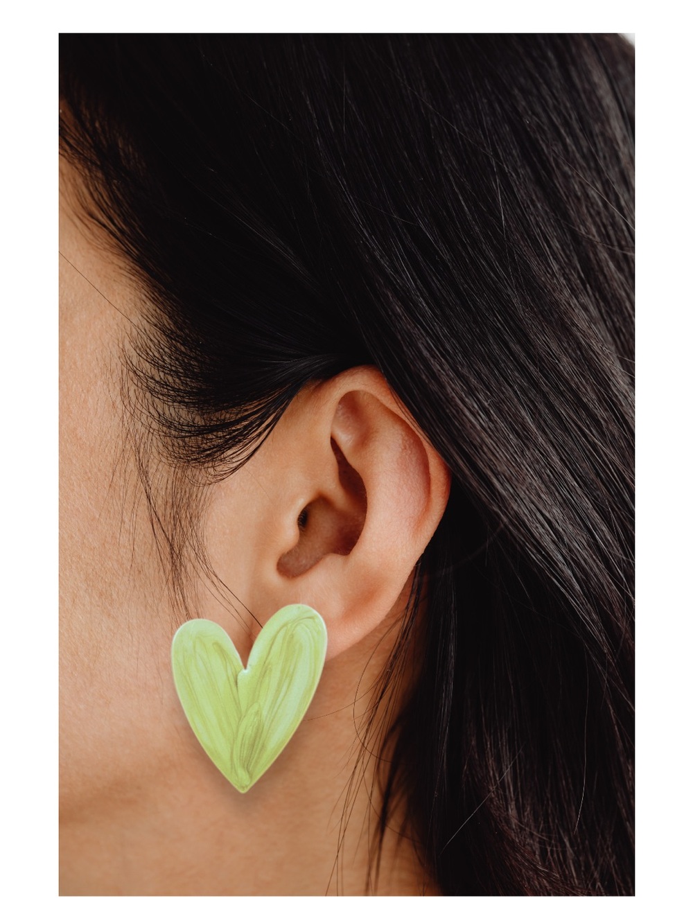 Green Heart Statement Earrings